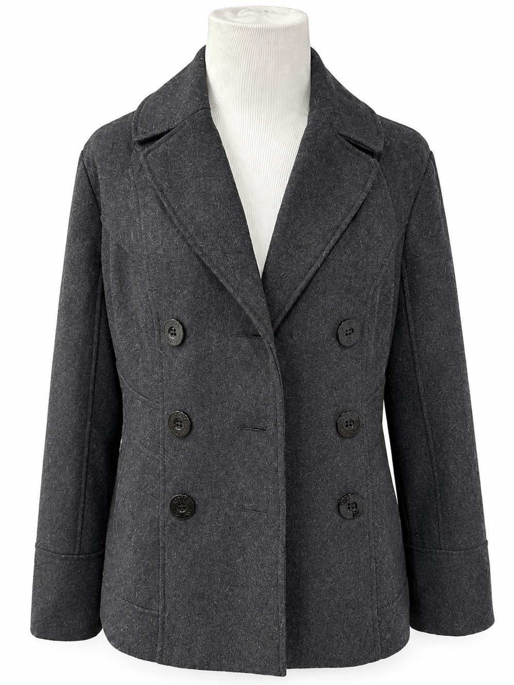 Guess Charcoal Gray Double-Breasted Peacoat Large
